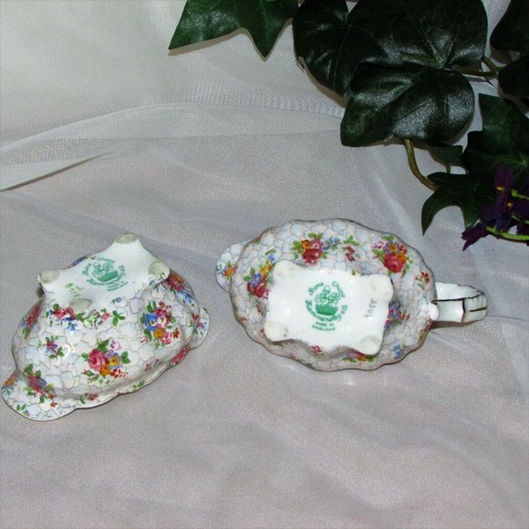 ** Hammersley Creamer & Sugar Bowl Set Fancy Vintage Pink Bone China England - Picture 5 of 13